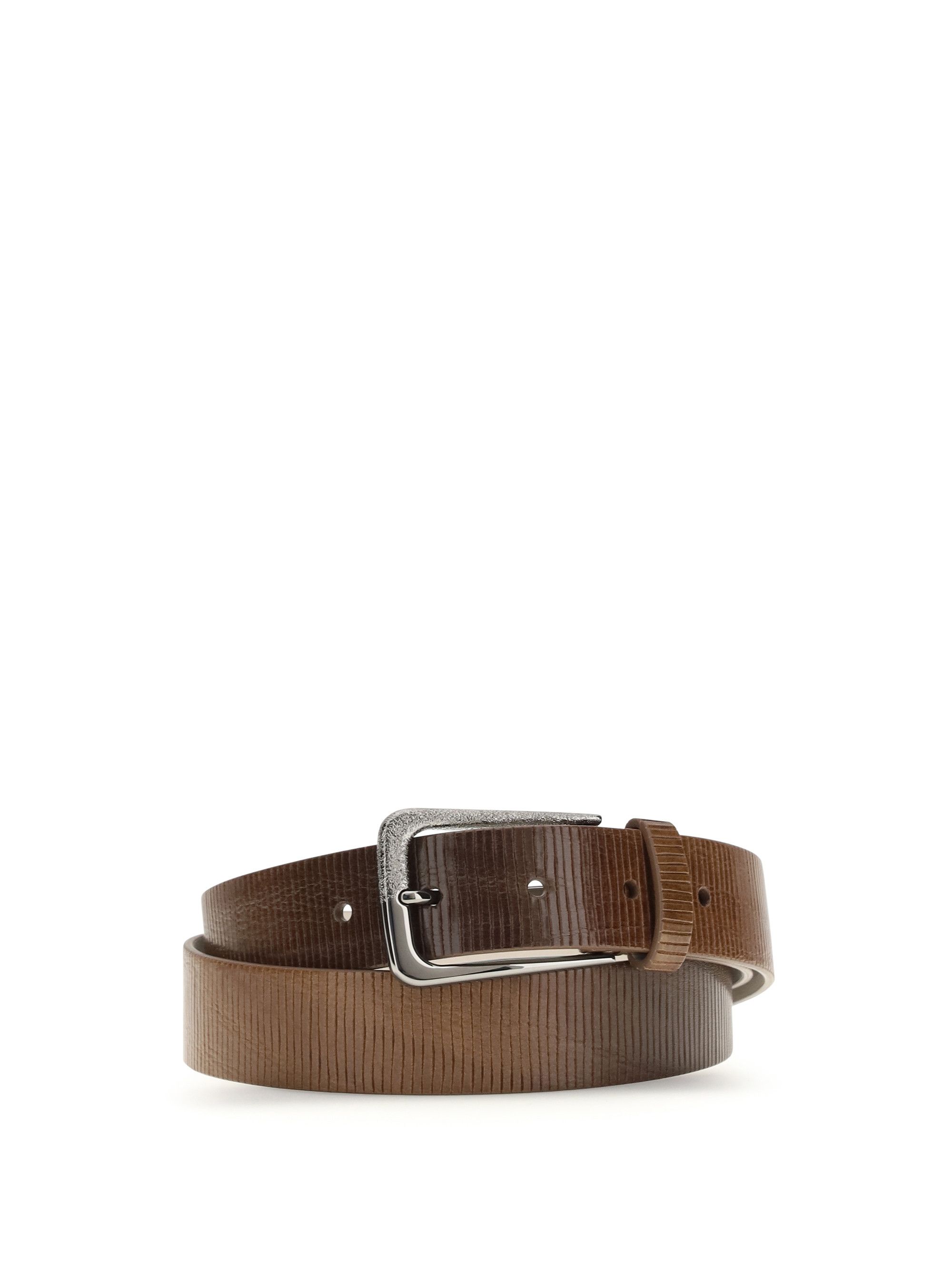 Brunello Cucinelli Carved leather Belt with Shimmering Buckle Size ONE SIZE - 1 Thumbnail