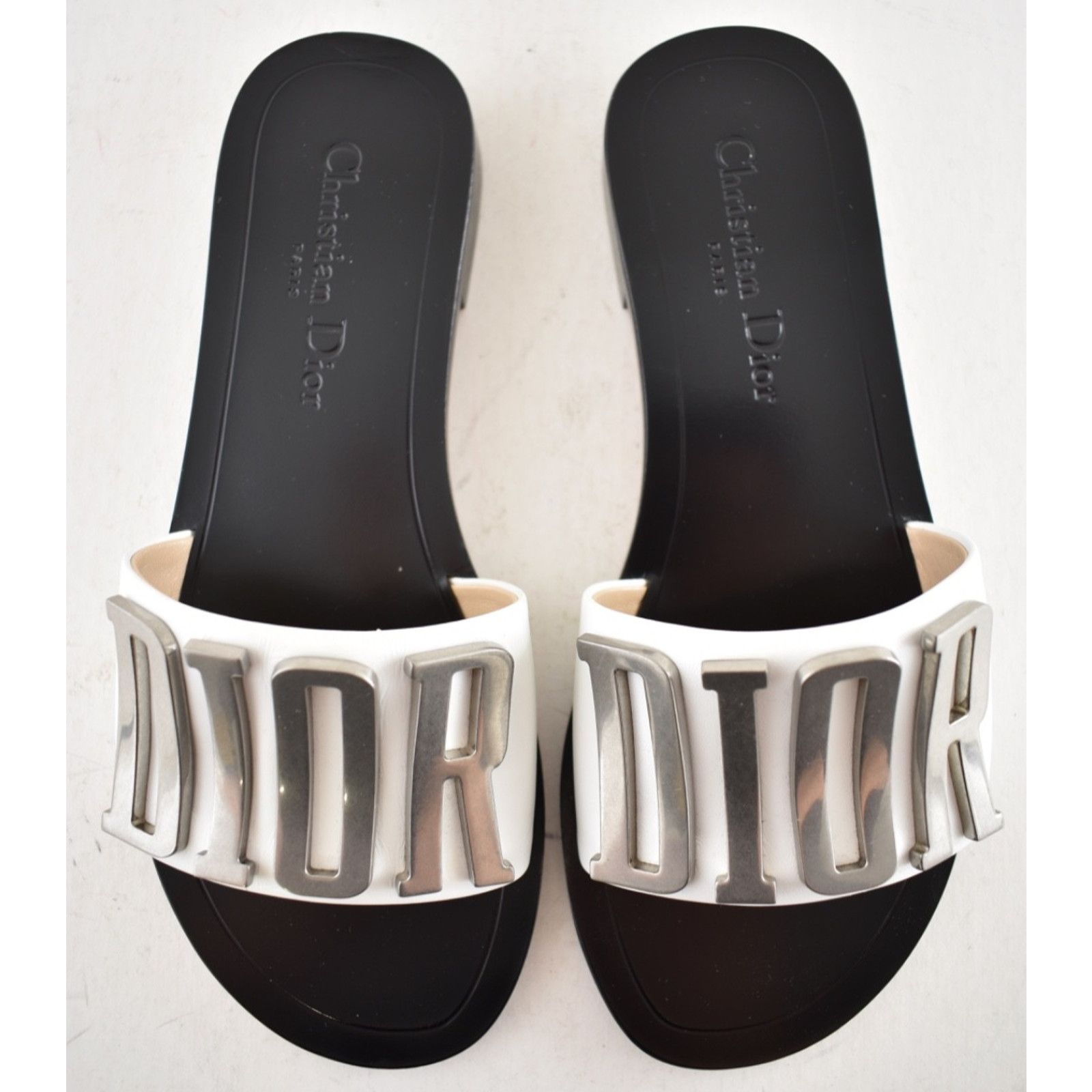 Dior Christian Dior Diorevolution White Silver Metal Logo Slide Size US 6.5 / IT 36.5 - 9 Thumbnail