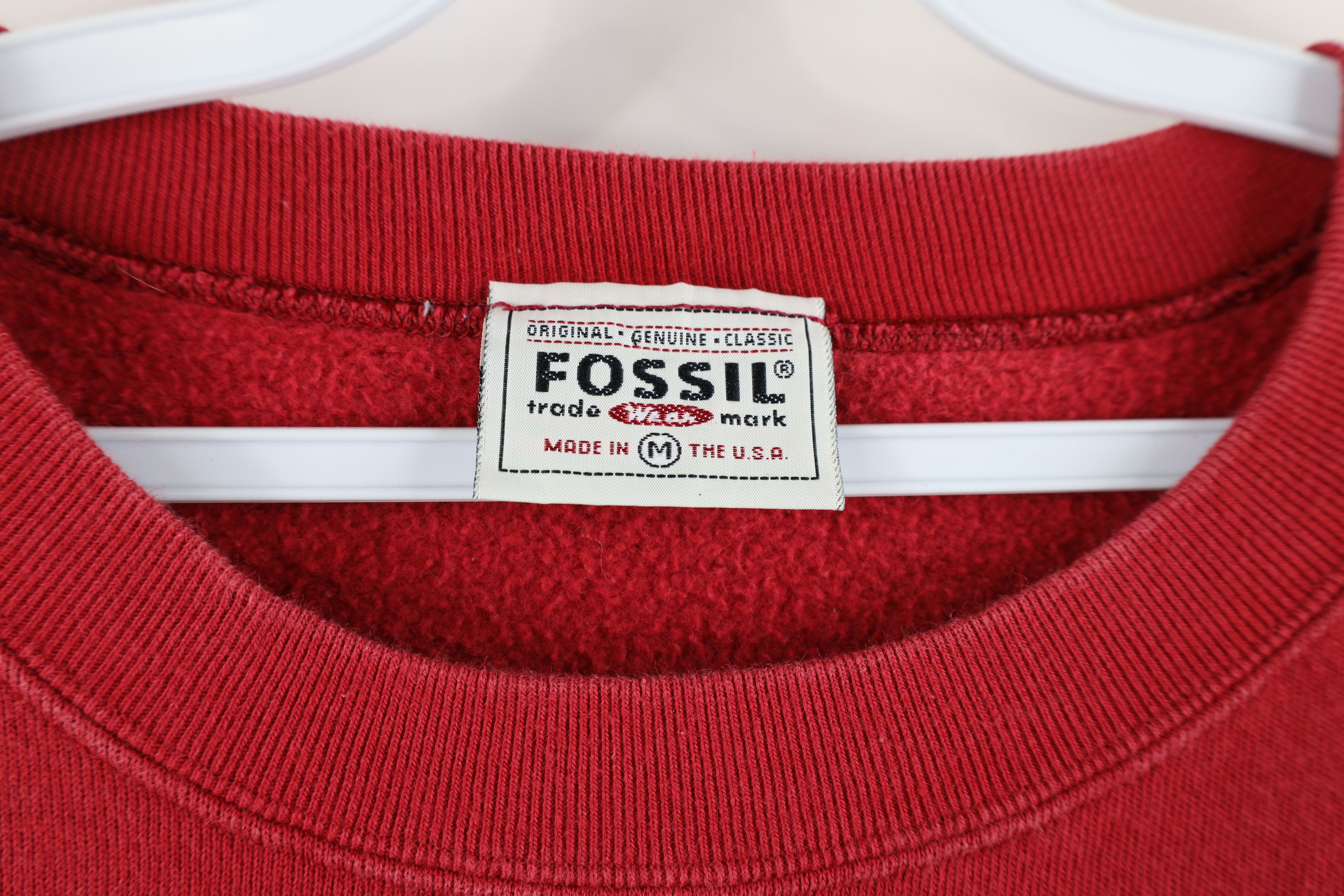 Fossil × Vintage Vintage 90s Fossil Watch Spell Crewneck Sweatshirt Red USA Size US M / EU 48-50 / 2 - 6 Thumbnail