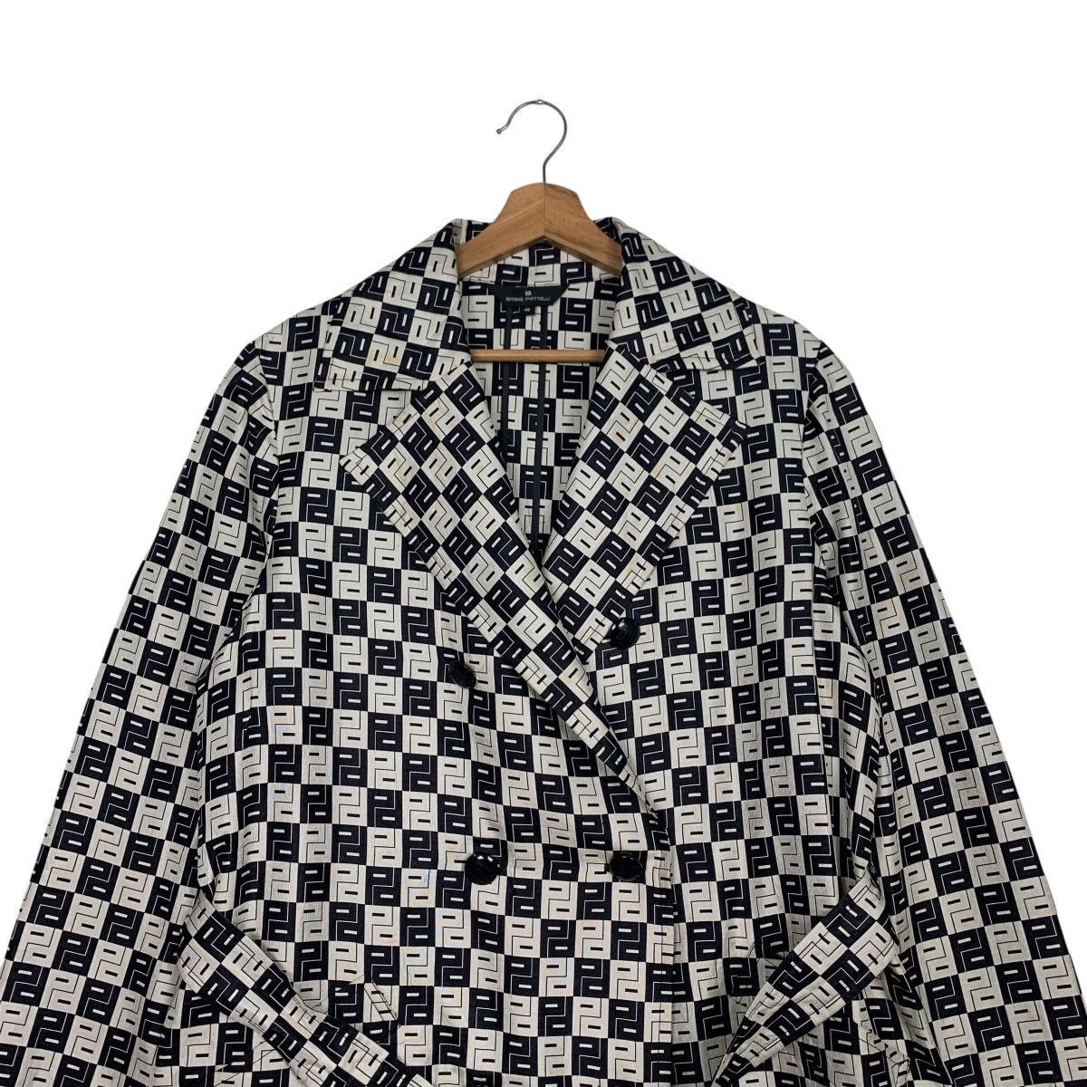 Bruno Piattelli BRUNO PIRTTELLI Checkered Trench Coat #2683-C120 Size L / US 10 / IT 46 - 2 Thumbnail