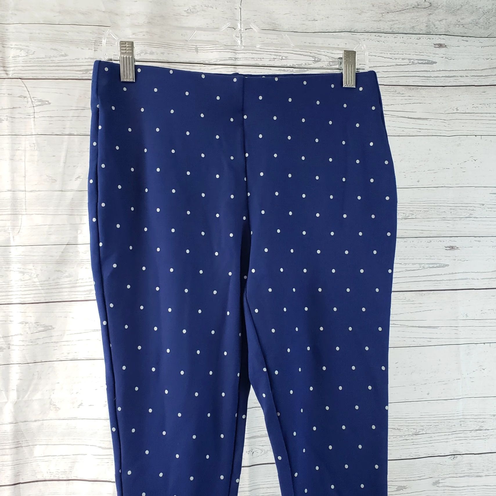 Vintage Chico's Womens Leggings Sz S Blue White Polka Dot Mid Rise Rayon Blend Pants Size 28" / US 6 / IT 42 - 2 Thumbnail