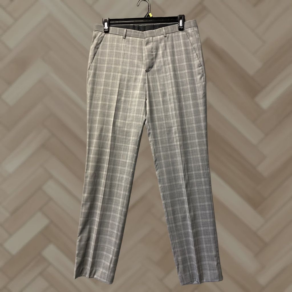Hugo Boss Hugo Boss Pants Dress Mens 33x33 Gray Plaid Wool Slim Zipper Front 33 Inseam Regular Crew City Wedding Preppy Stretch Boy? Size US 33 - 1 Thumbnail