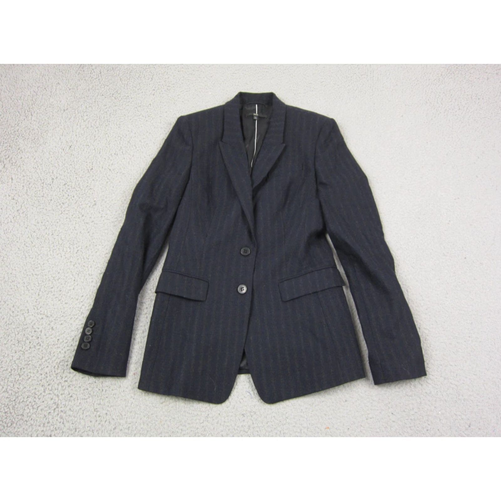 Hugo Boss VINTAGE Hugo Boss Blazer Women 4 Navy Blue Striped Wool Angora Sports Coat Jacket Casual Business Two-Button 80s City Classic Tuxedo Women's Blue Size S / US 4 / IT 40 - 2 Thumbnail
