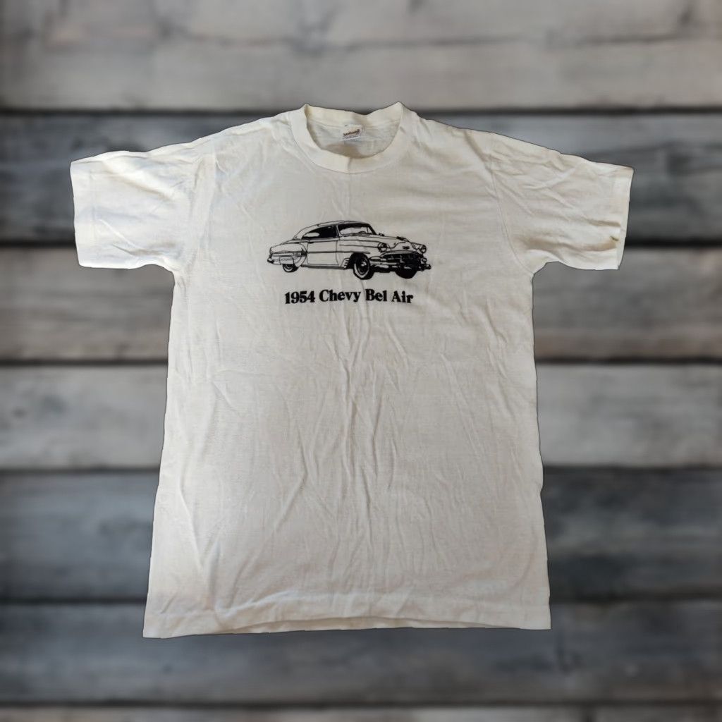 Vintage Vintage Sportswear 1954 Chevy Bel Air Men's Single Stitch Tee Shirt Size Med USA Size US M / EU 48-50 / 2 - 1 Thumbnail