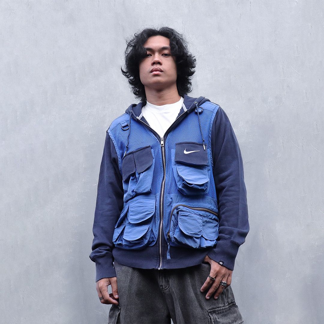 Nike Reworked Nike Tactical Zip-up Hoodie Navy Blue | Grailed