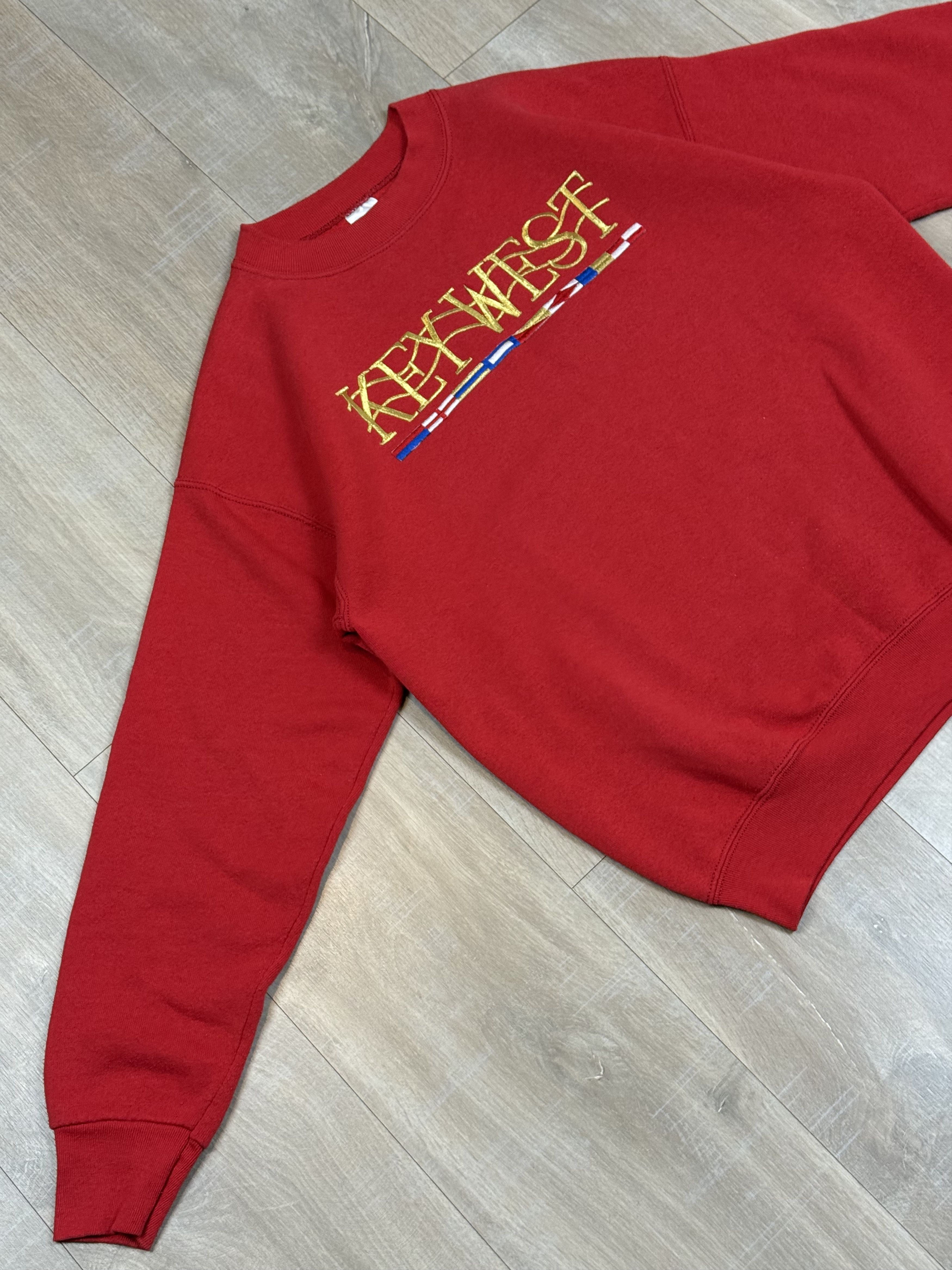 Vintage Vintage 90s Key West USA Women's Sweatshirt Red Size M Size M / US 6-8 / IT 42-44 - 2 Thumbnail