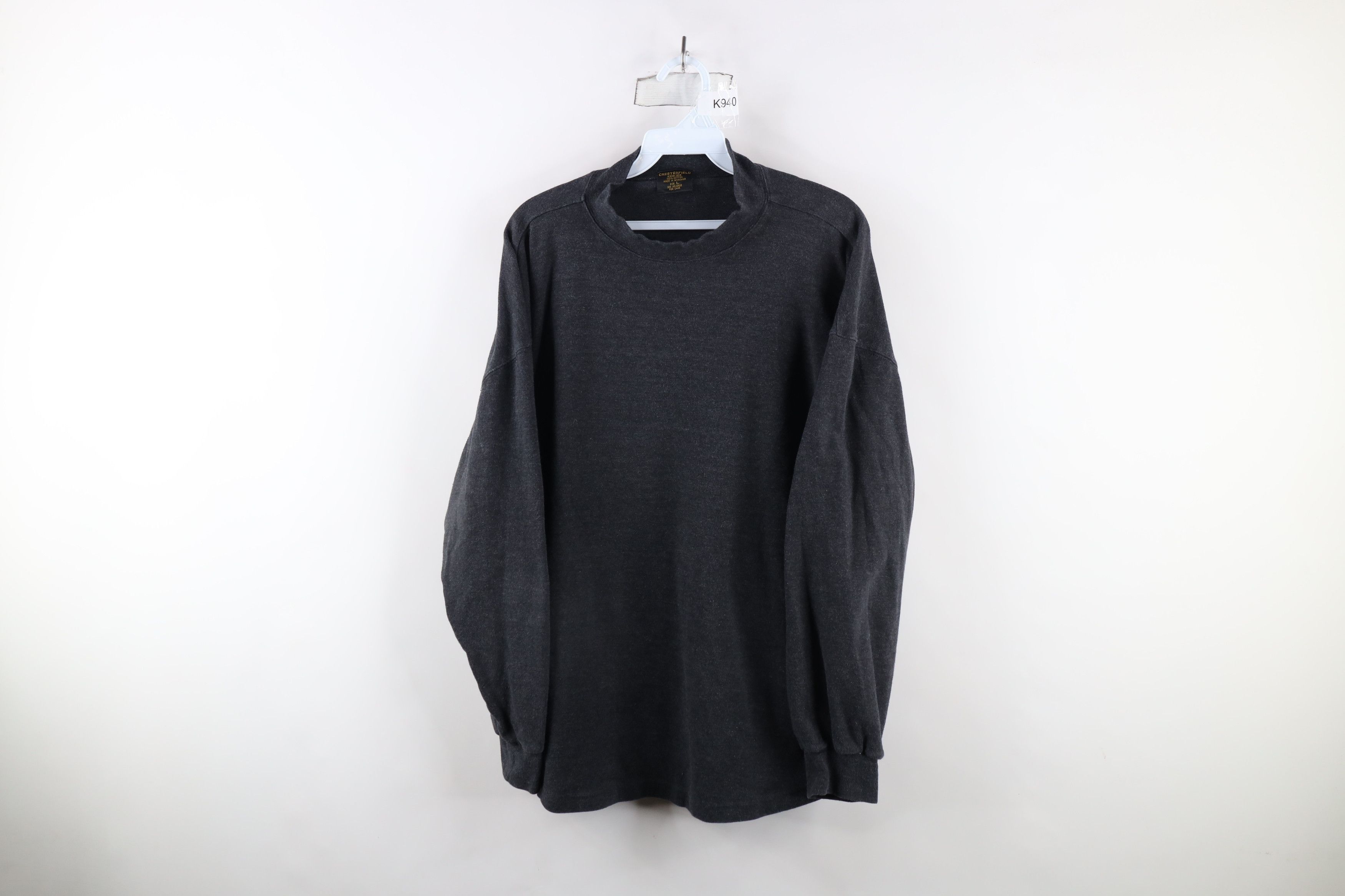 Vintage Vintage 90s Streetwear Mock Neck Long Sleeve T-Shirt Gray Size US L / EU 52-54 / 3 - 1 Thumbnail
