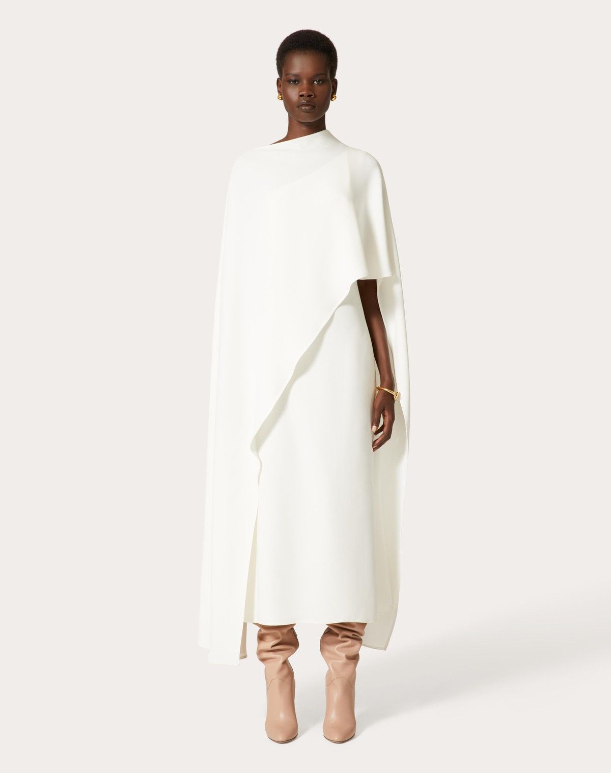 Valentino o1s1wg110525 Cady Couture Midi Dress in White Size L / US 10 / IT 46 - 4 Thumbnail