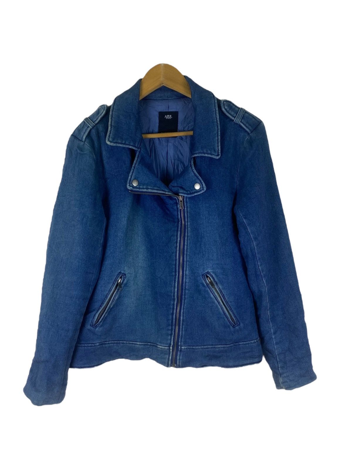 MOUSSY Azul by Moussy Double Colar Zip Indigo Light Jacket Size US M / EU 48-50 / 2 - 2 Thumbnail