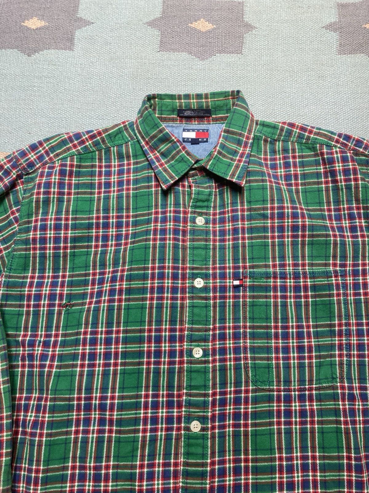 Tommy Hilfiger × Vintage Tommy Hilfiger flannel shirt woven cotton heavyweight large Size US L / EU 52-54 / 3 - 3 Thumbnail