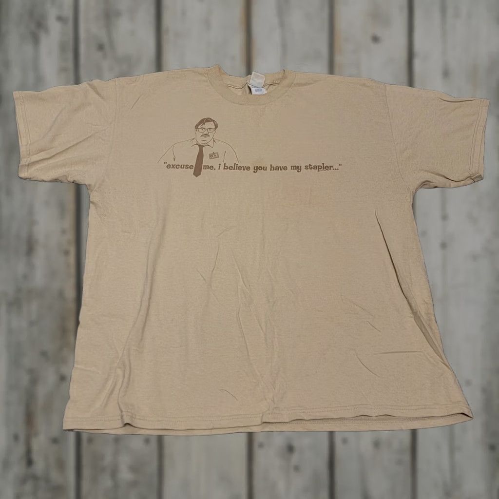 Vintage VINTAGE T-SHIRT 2004 OFFICE SPACE PROMO XL Beige Cotton Short Sleeve Crew Neck Men XL Tennessee River Shirt Size US XL / EU 56 / 4 - 1 Thumbnail