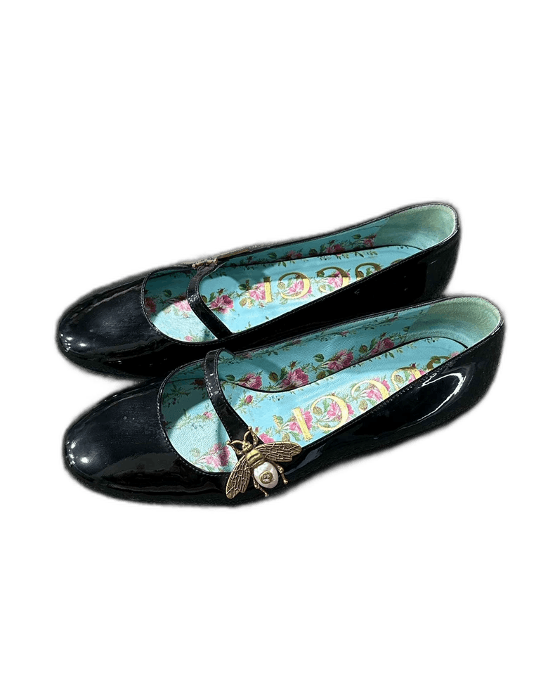 Gucci Black Mary Jane Shoes with Bee Logo Size US 5 / IT 35 - 1 Thumbnail