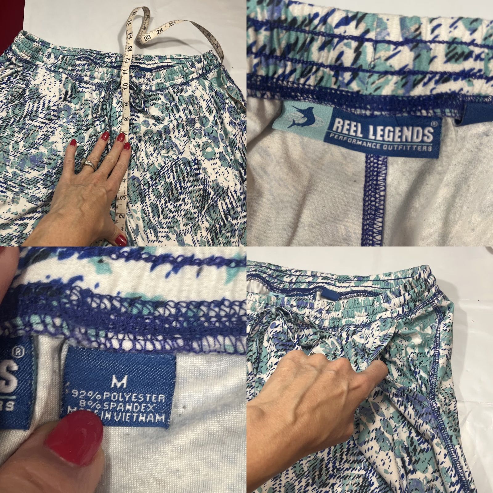 IDEA VINTAGE Reel Legends 80s 90s Print Sweat Pants Joggers Mens M Blue Pockets Elastic Waist Tapered Geometric Logo 1980s 1990s Costume Idea Size US 31 - 8 Thumbnail