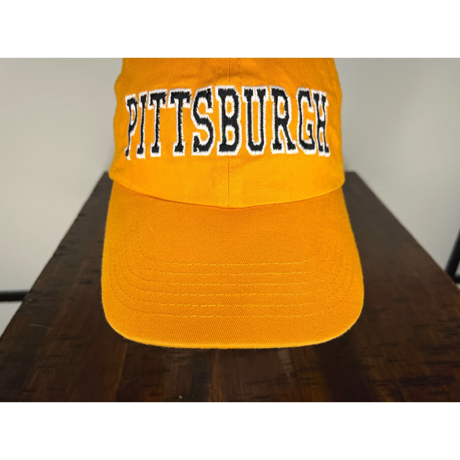 Vintage Pittsburgh Hat Strap Back Adult One Size Yellow Embroidered 100% Cotton Cap Size ONE SIZE - 3 Thumbnail