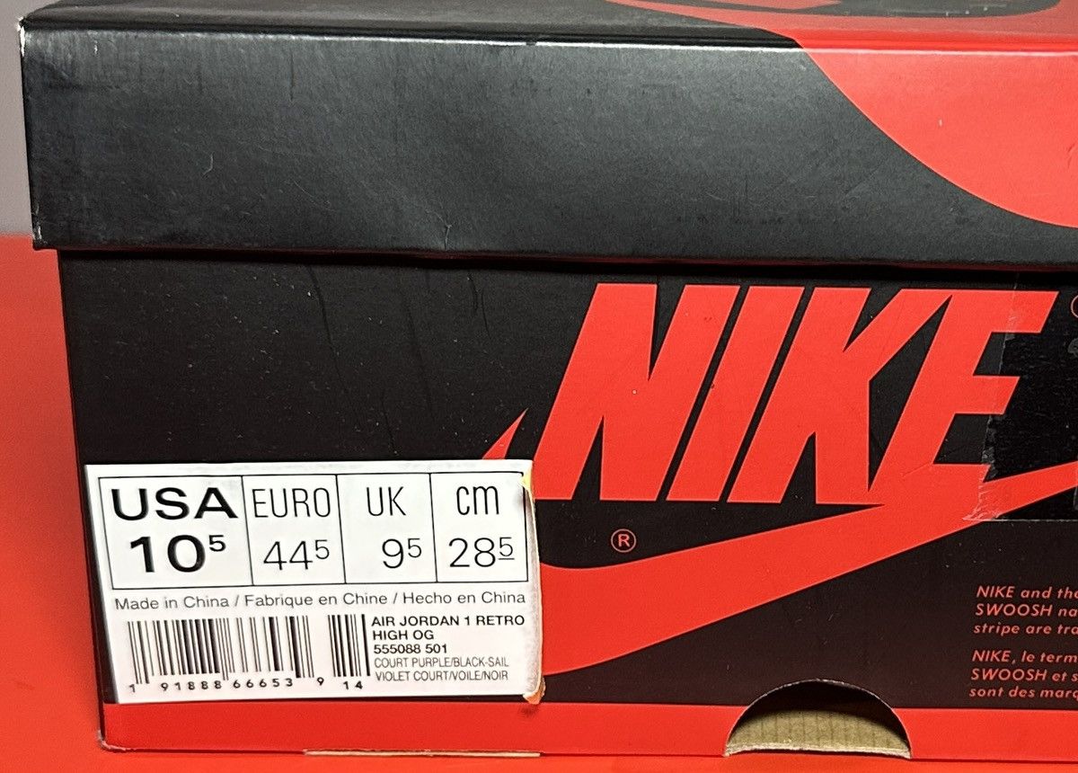 Jordan Brand Size 10.5 - Air Jordan 1 Retro OG High Court Purple Size US 10.5 / EU 43-44 - 8 Thumbnail