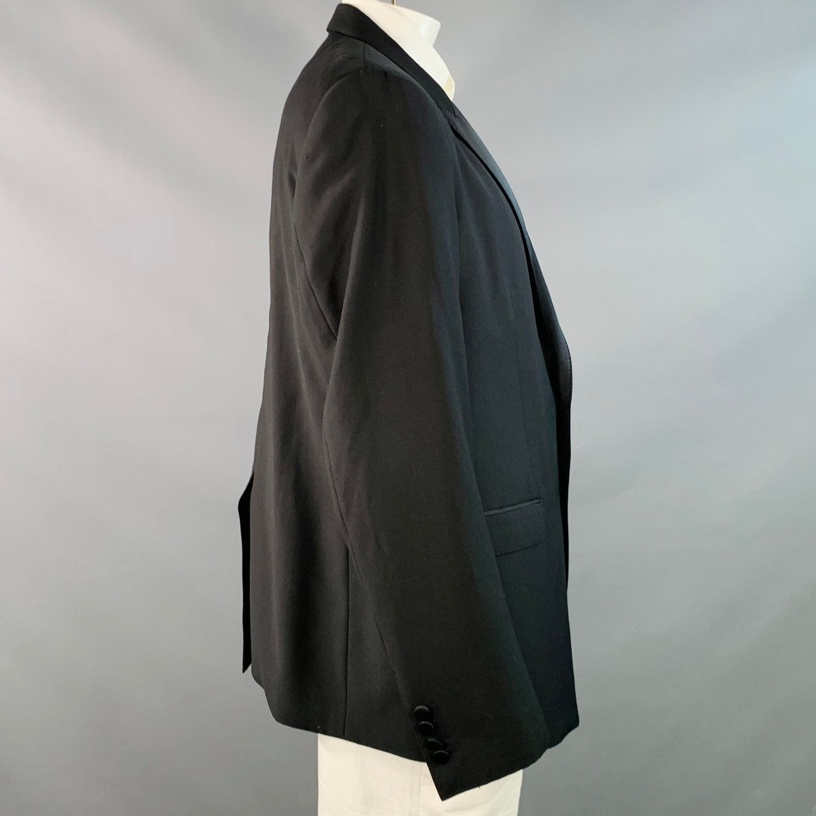 Dolce & Gabbana DOLCE & GABBANA Black Virgin Wool Silk Blend Peak Lapel Size 48R - 4 Thumbnail