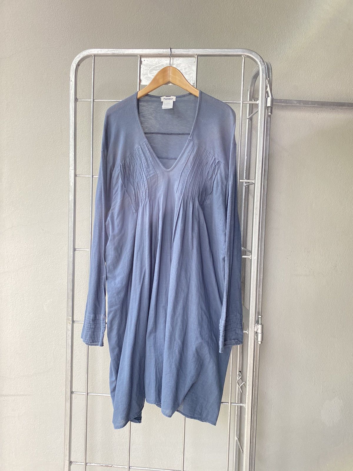 Issey Miyake Plantation Blue Pintuck Dress Size ONE SIZE - 2 Thumbnail