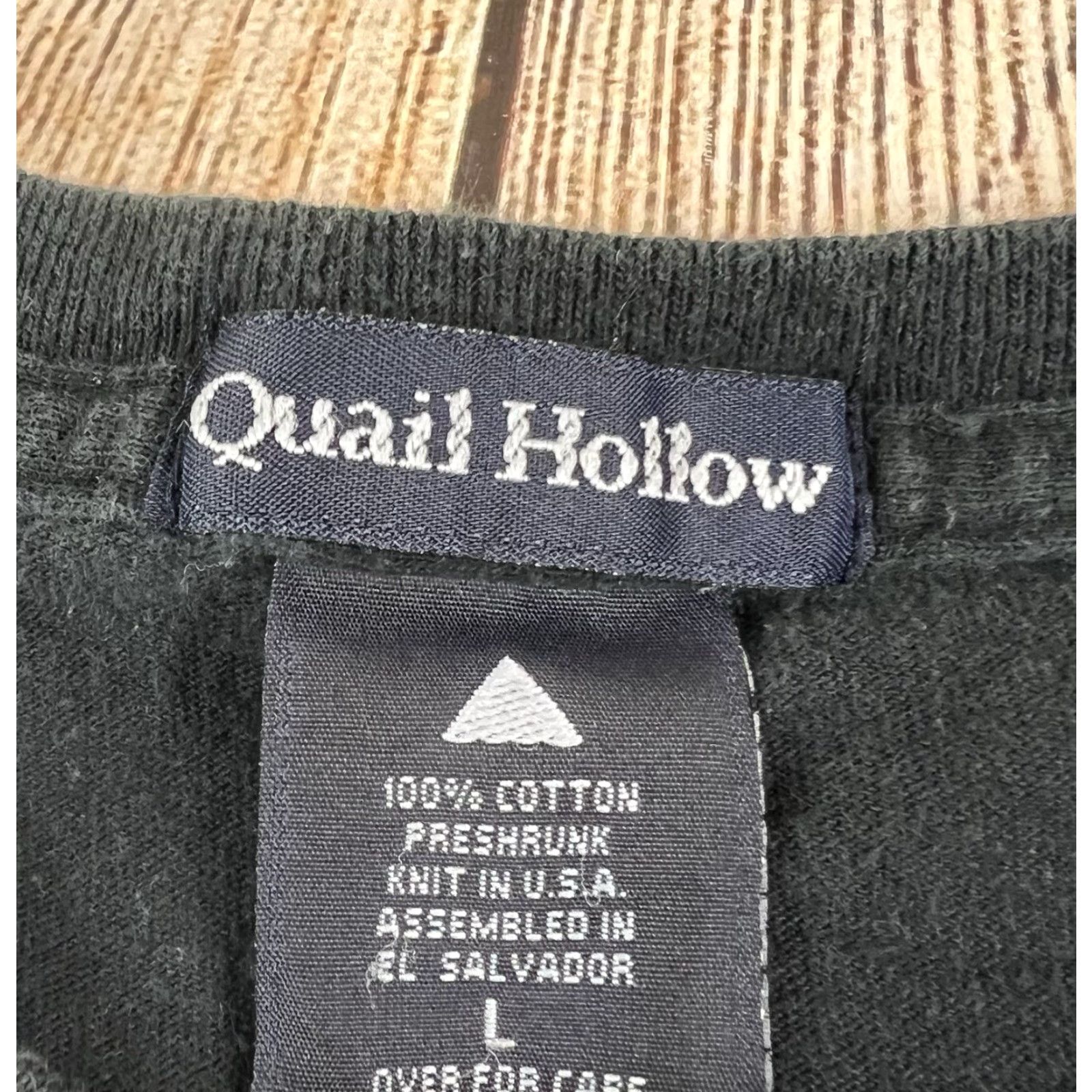 Vintage VINTAGE Quail Hollow Biker T-Shirt Long Sleeve Size L Mens Black Solid Graphic Rose Tribal Sleeve Size US L / EU 52-54 / 3 - 5 Thumbnail