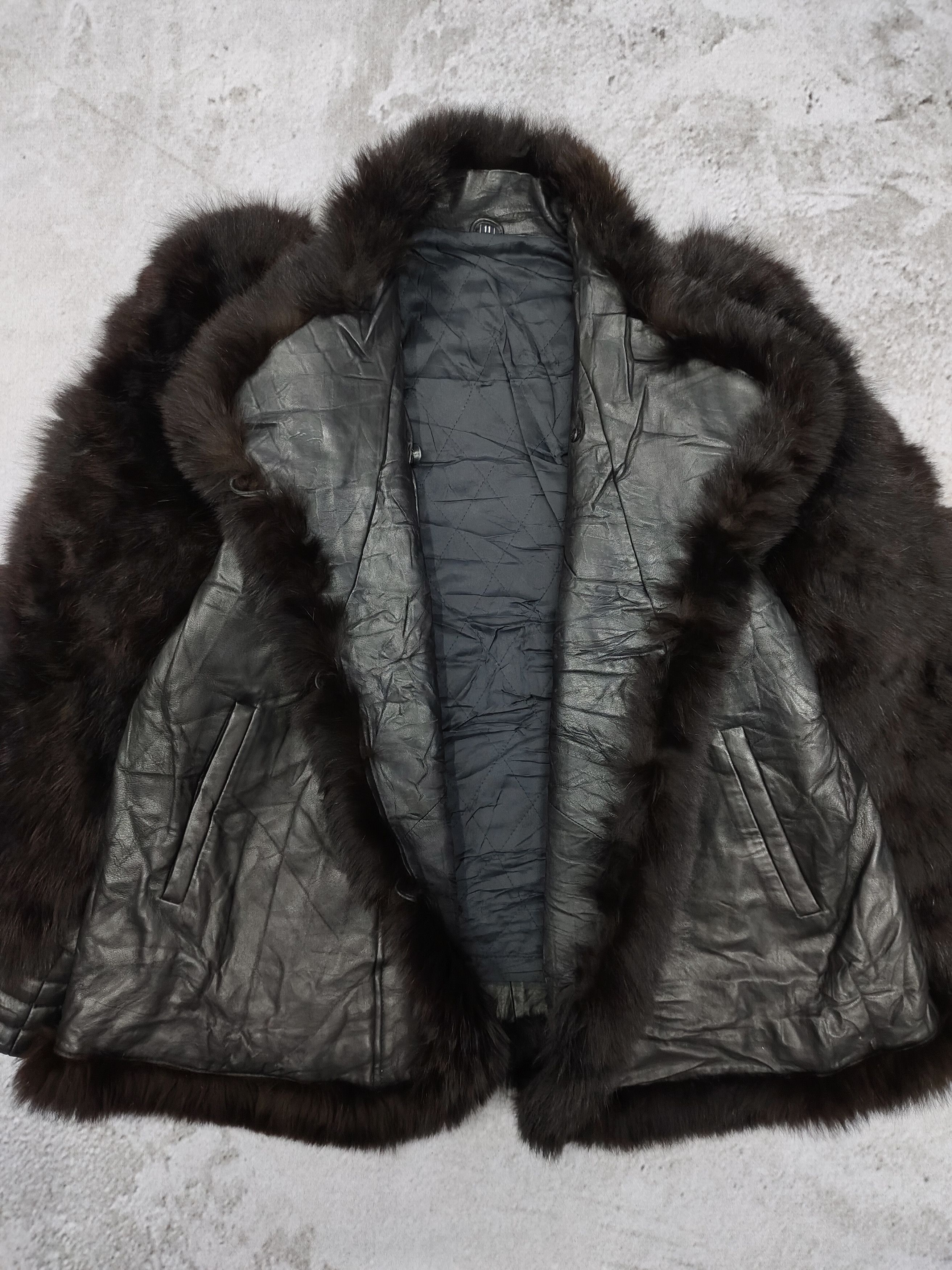 Japanese Brand 90s Unbrand🇯🇵 Real Fur Sleeve Trim Goatskin Leather Jacket Size L / US 10 / IT 46 - 9 Thumbnail