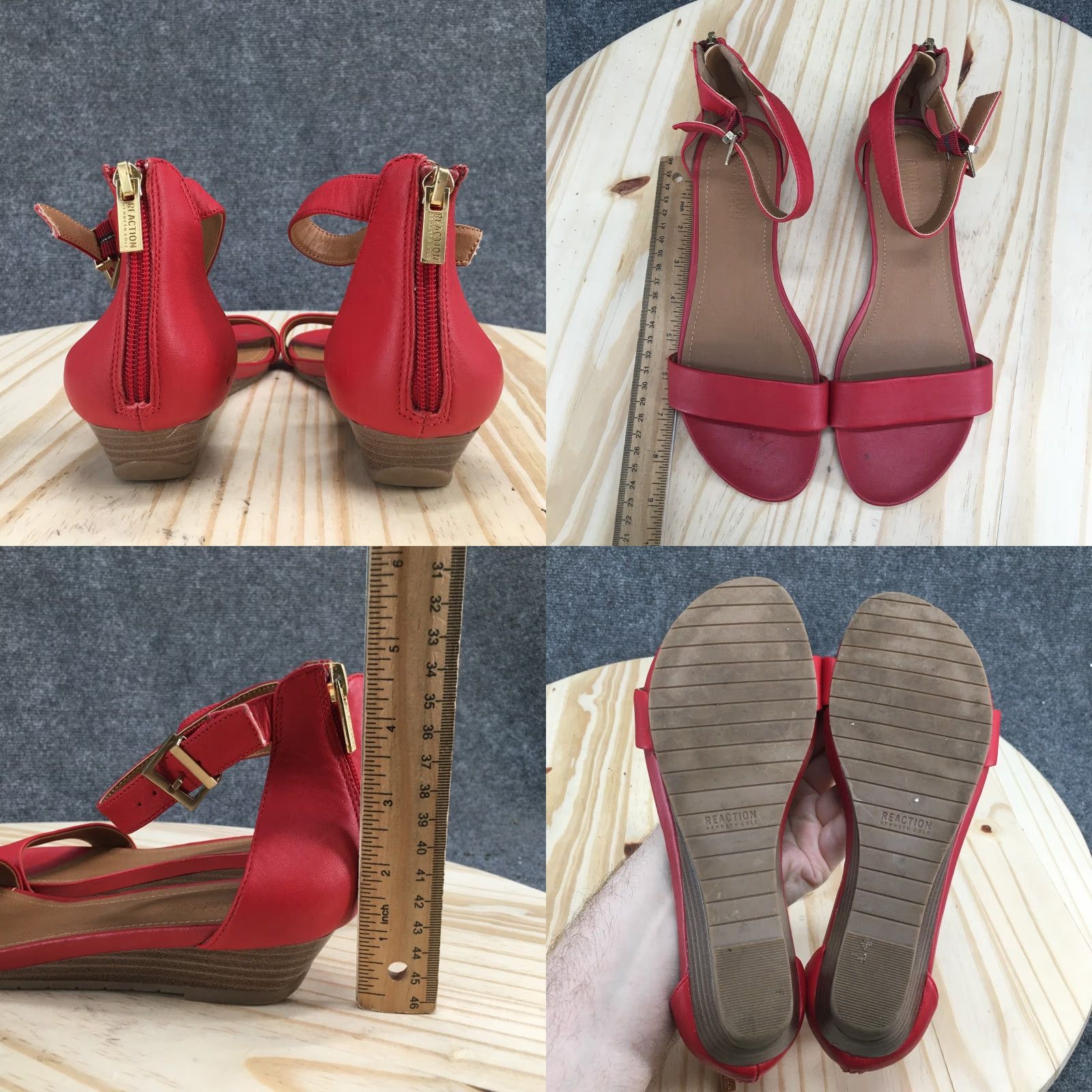 Kenneth Cole Kenneth Cole Reaction Sandals Womens 7.5 M Red Leather Ankle Strap Slip-On Casual Shoes Size US 8 / IT 38 - 8 Thumbnail