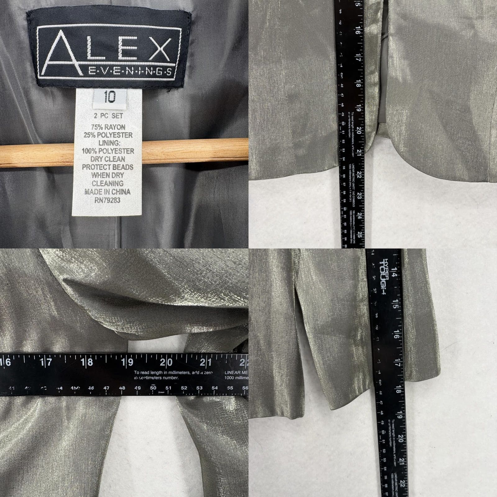 Alex Evenings Alex Evenings Dress Gown Jacket Set Womens 10 Gray Beaded Sequin Formal Wedding Set 2 Piece Dress Jacket Size L / US 10 / IT 46 - 10 Thumbnail