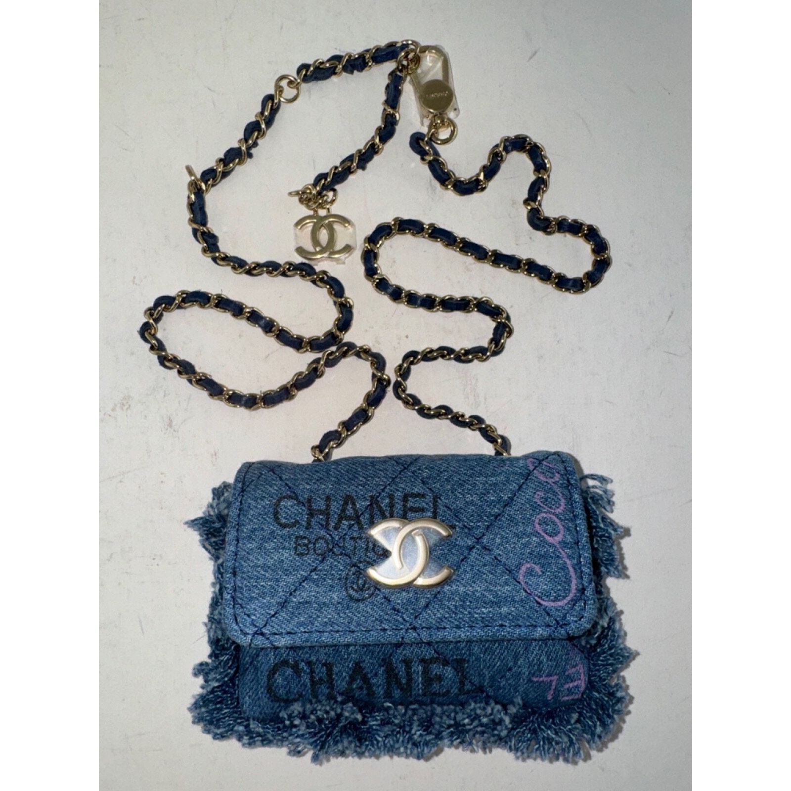 Chanel Chanel Black Pink CC Logo Frayed Credit Card Belt Bag Size ONE SIZE - 10 Thumbnail