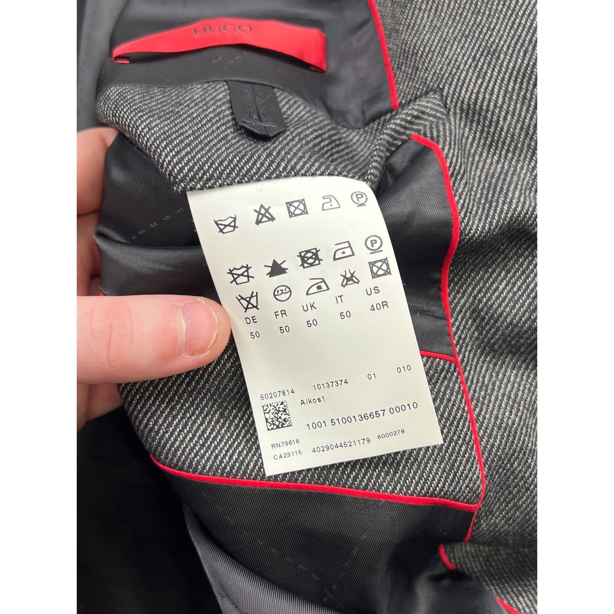 Hugo Boss Hugo Boss Alkos1 Wool Blend 2 Button Blazer Jacket (Y0786) Size 40R - 5 Thumbnail
