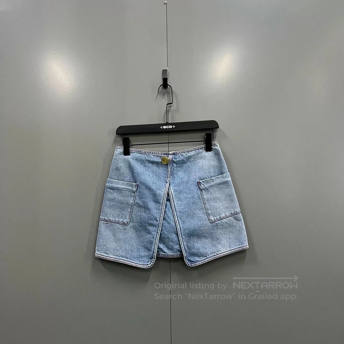 Balmain balmain blue denim mini skirt size 34. Size 33" - 1 Thumbnail
