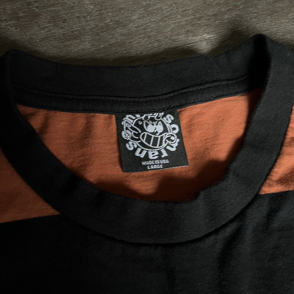Ransom Clothing Vintage Ransom Clothing Orange Black Striped Embroidered Tee Size US L / EU 52-54 / 3 - 4 Thumbnail
