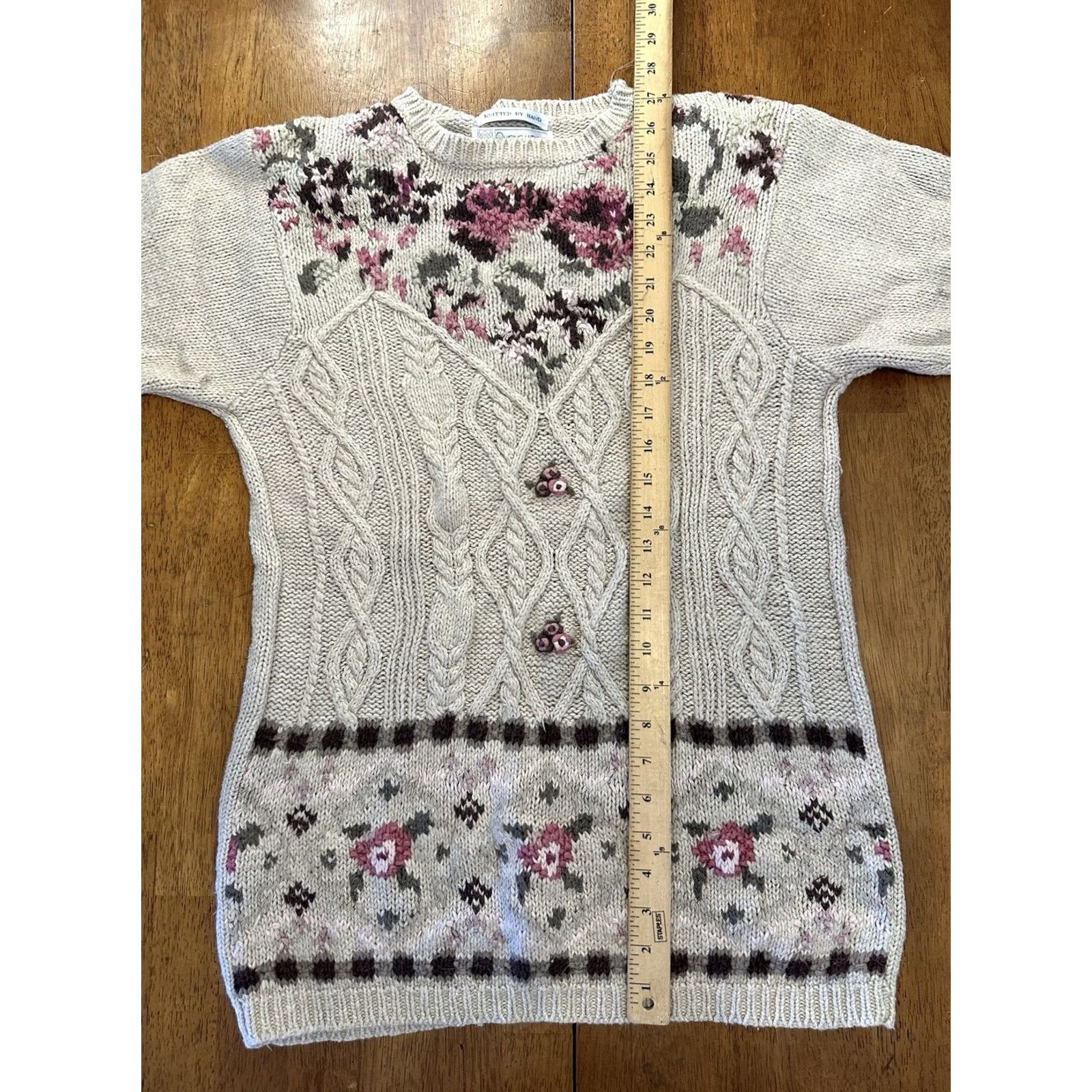 Vintage VINTAGE Chrysantheme Sweater M Floral Embroidered Women 90s Tan Knit Pullover Medium Size M / US 6-8 / IT 42-44 - 6 Thumbnail