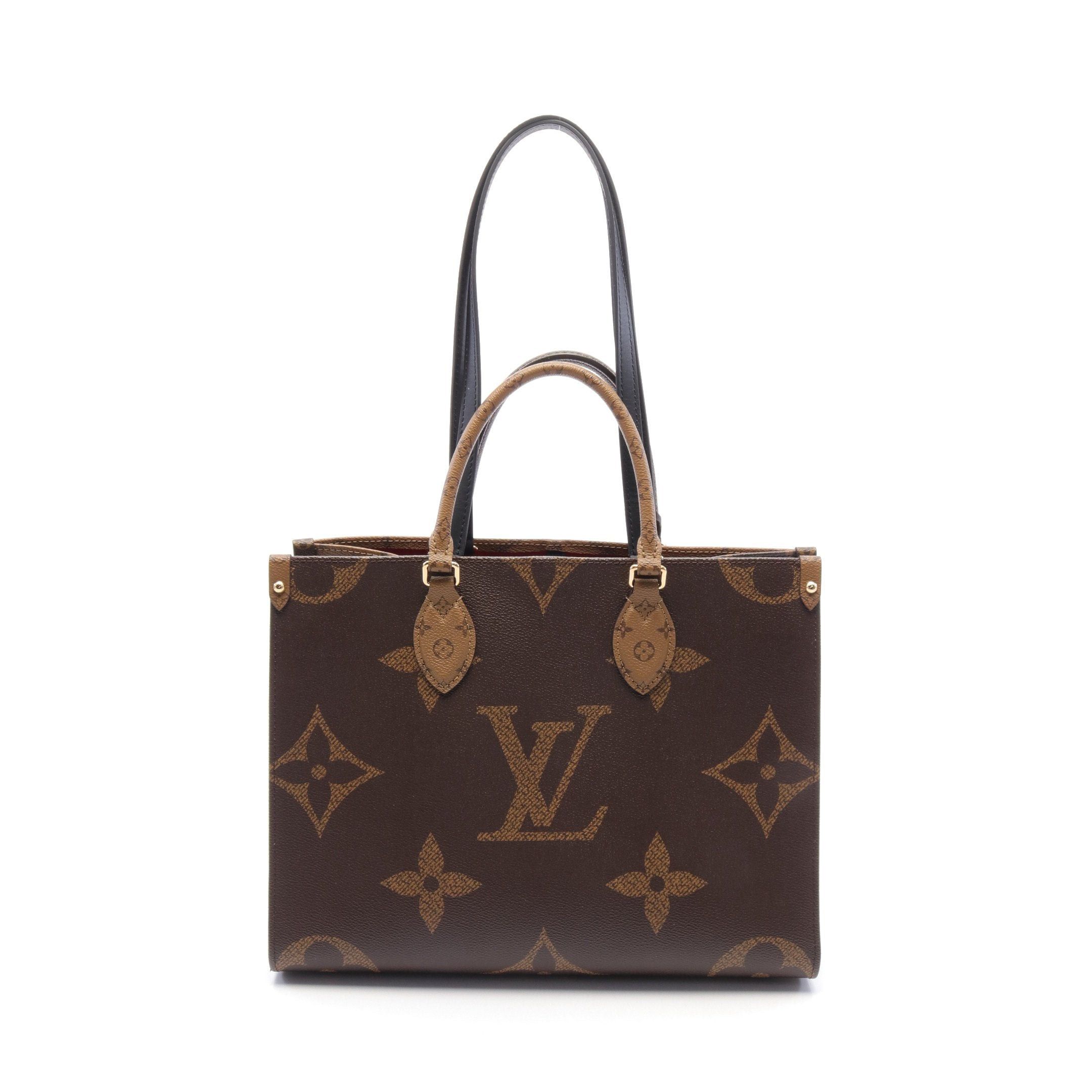 Louis Vuitton Louis Vuitton On-The-Go Mm Monogram Giant Reverse Shoulder Bag Tote Leather Brown Beige Size ONE SIZE - 1 Thumbnail