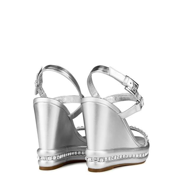 Christian Louboutin Pyrastrass 110mm Metallic Leather Wedge Sandals Size US 9 / IT 39 - 5 Thumbnail