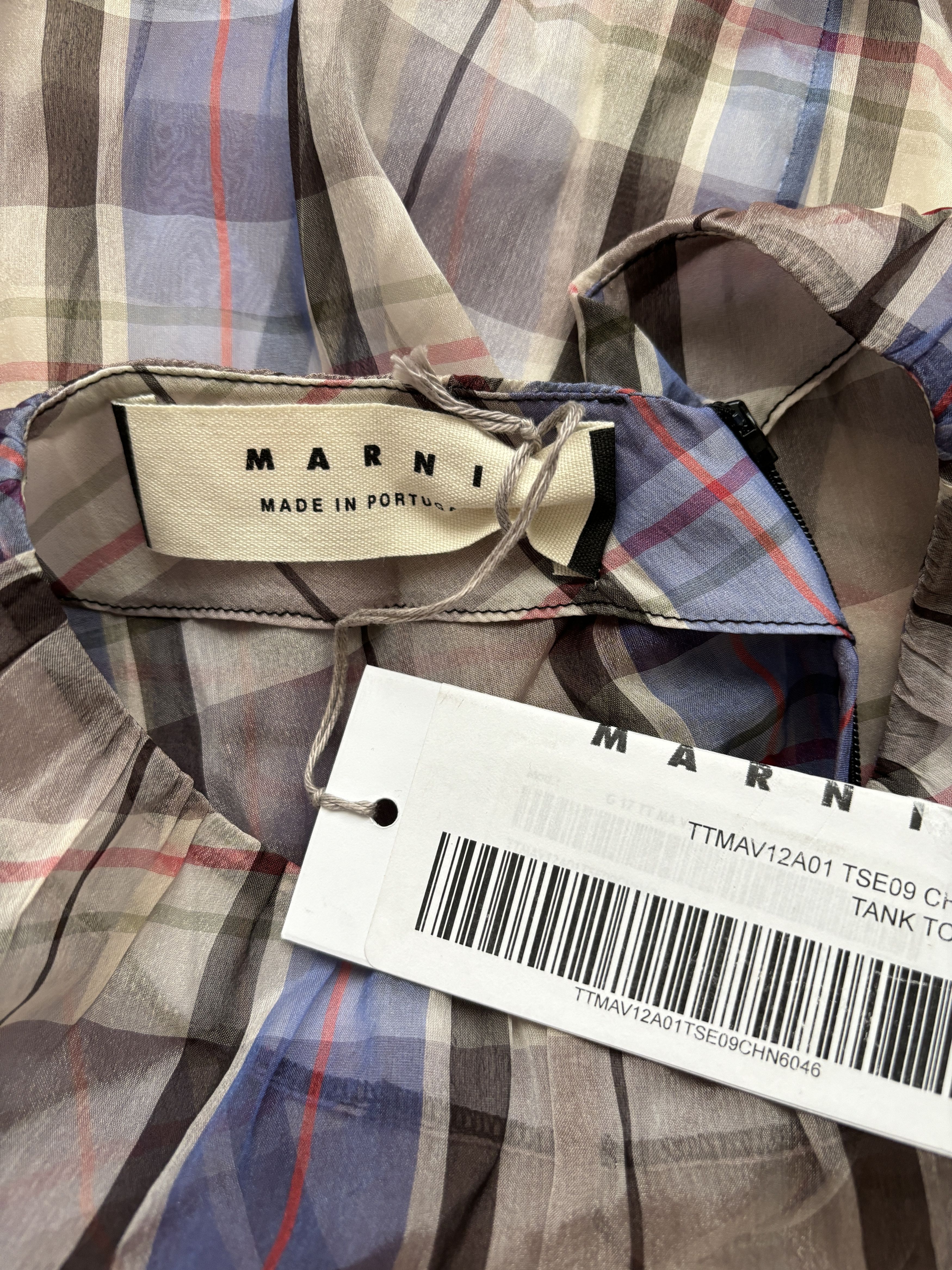 Marni ⚡️QUICK SALE⚡️Marni Grey Blue Sheer Silk Sleeveless Top Size XL / US 12-14 / IT 48-50 - 3 Thumbnail