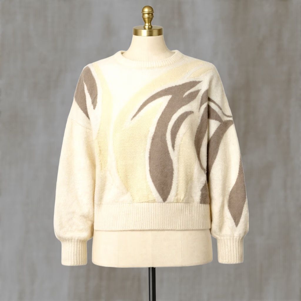 Vintage VINTAGE White Stag sweater Med Cream & Brown Cable Knitting Oversized 80's Size M / US 6-8 / IT 42-44 - 1 Thumbnail