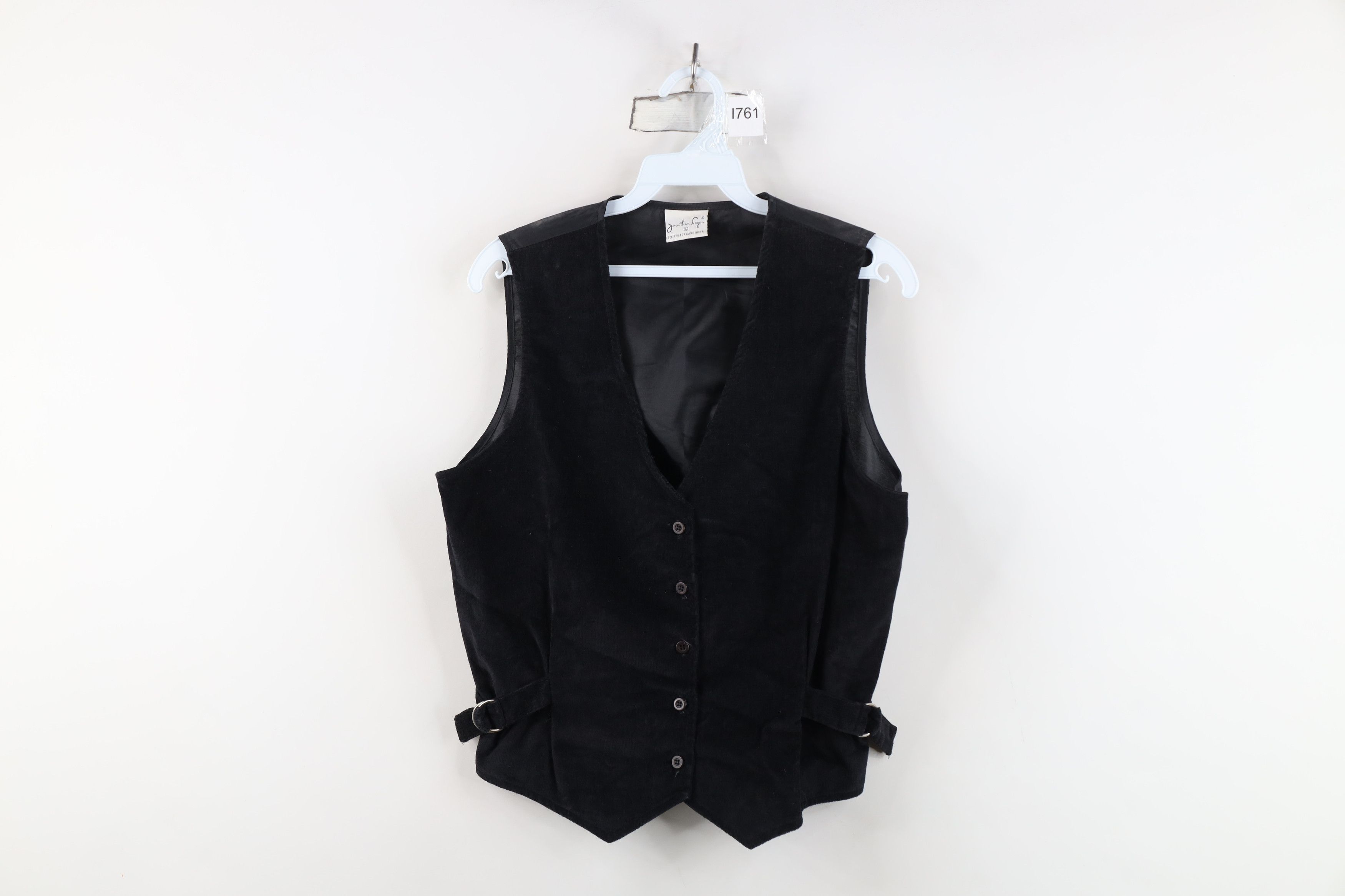 Vintage Vintage 70s Streetwear Buckle Corduroy Vest Jacket Black USA Size L / US 10 / IT 46 - 1 Thumbnail