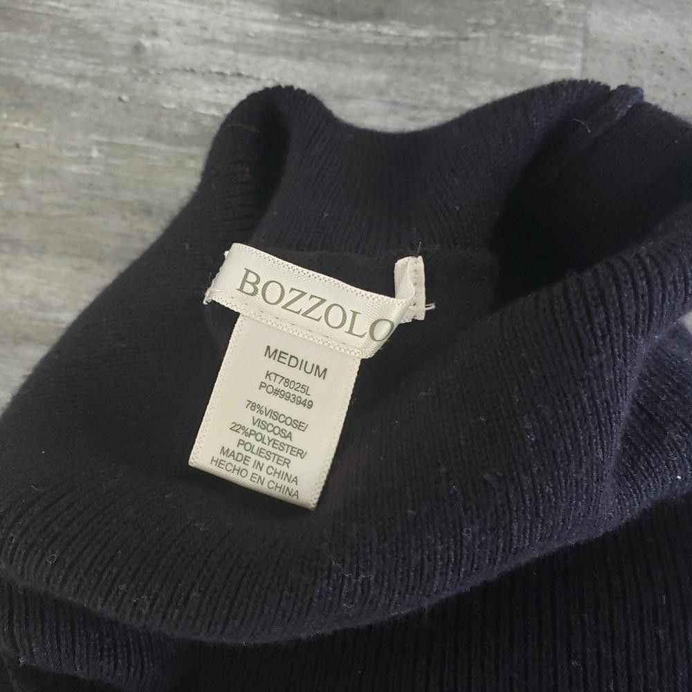 Designer Black Basic Bozzolo Turtleneck Sweater Size M / US 6-8 / IT 42-44 - 3 Thumbnail