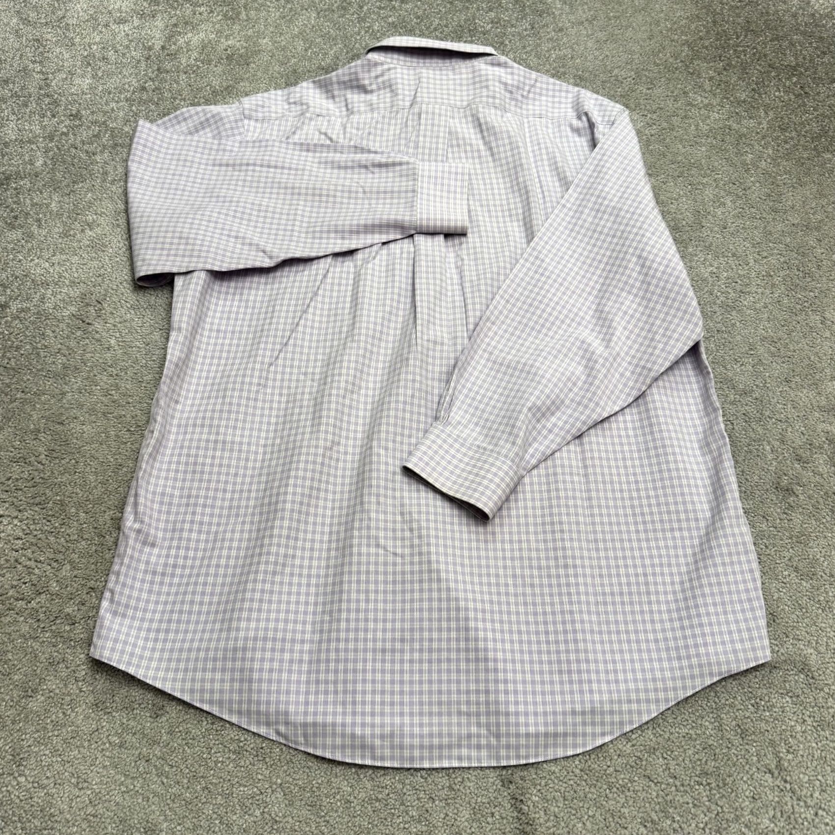 Brooks Brothers Brooks Brothers Dress Shirt Mens 16.5/33 Lavender White Check Cotton Non-Iron Size 46R - 2 Thumbnail