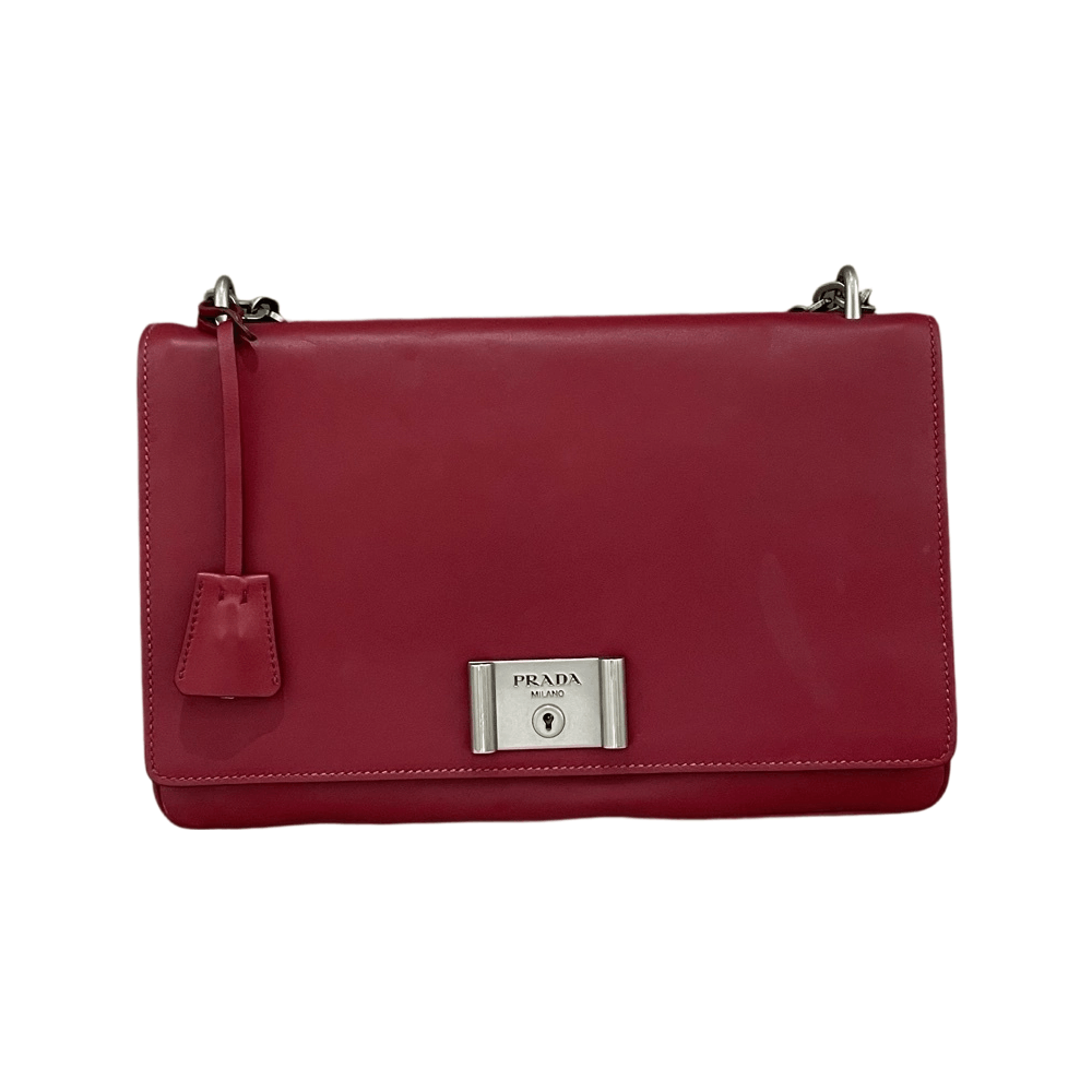 Prada Prada Red Leather Chain Shoulder Bag Size ONE SIZE - 1 Thumbnail