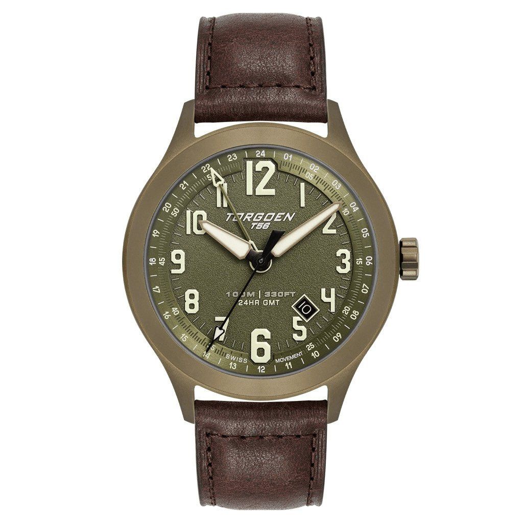 Other New Torgoen TN-1303 T56 44mm Green Sapphire GMT Leather Str Size ONE SIZE - 1 Thumbnail