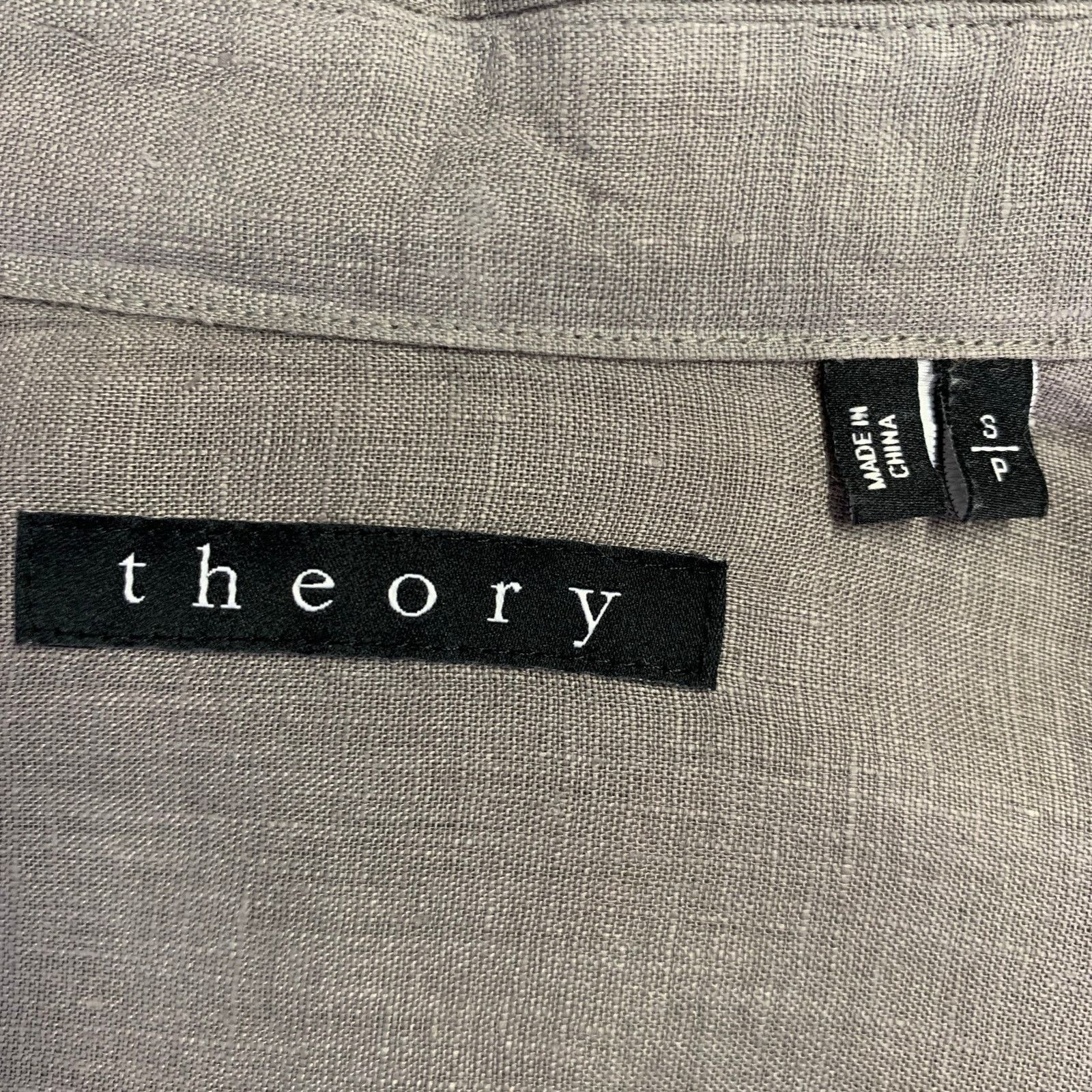 Theory THEORY Size S Grey Linen Button Down Short Sleeve Shirt Size US S / EU 44-46 / 1 - 5 Thumbnail