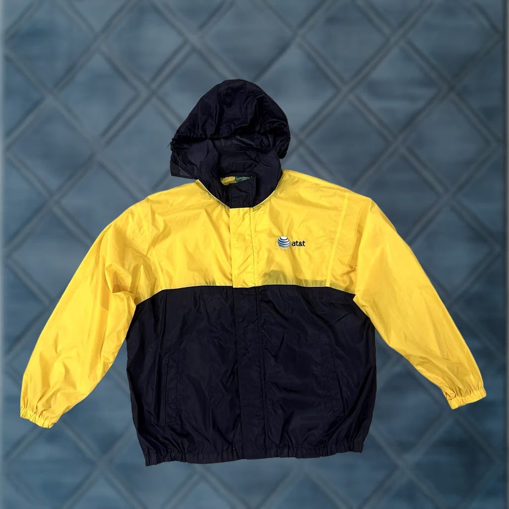 Vintage VINTAGE Outer Banks Jacket Windbreaker Hooded 90s Yellow/Navy XL Men’s Size US XL / EU 56 / 4 - 1 Thumbnail