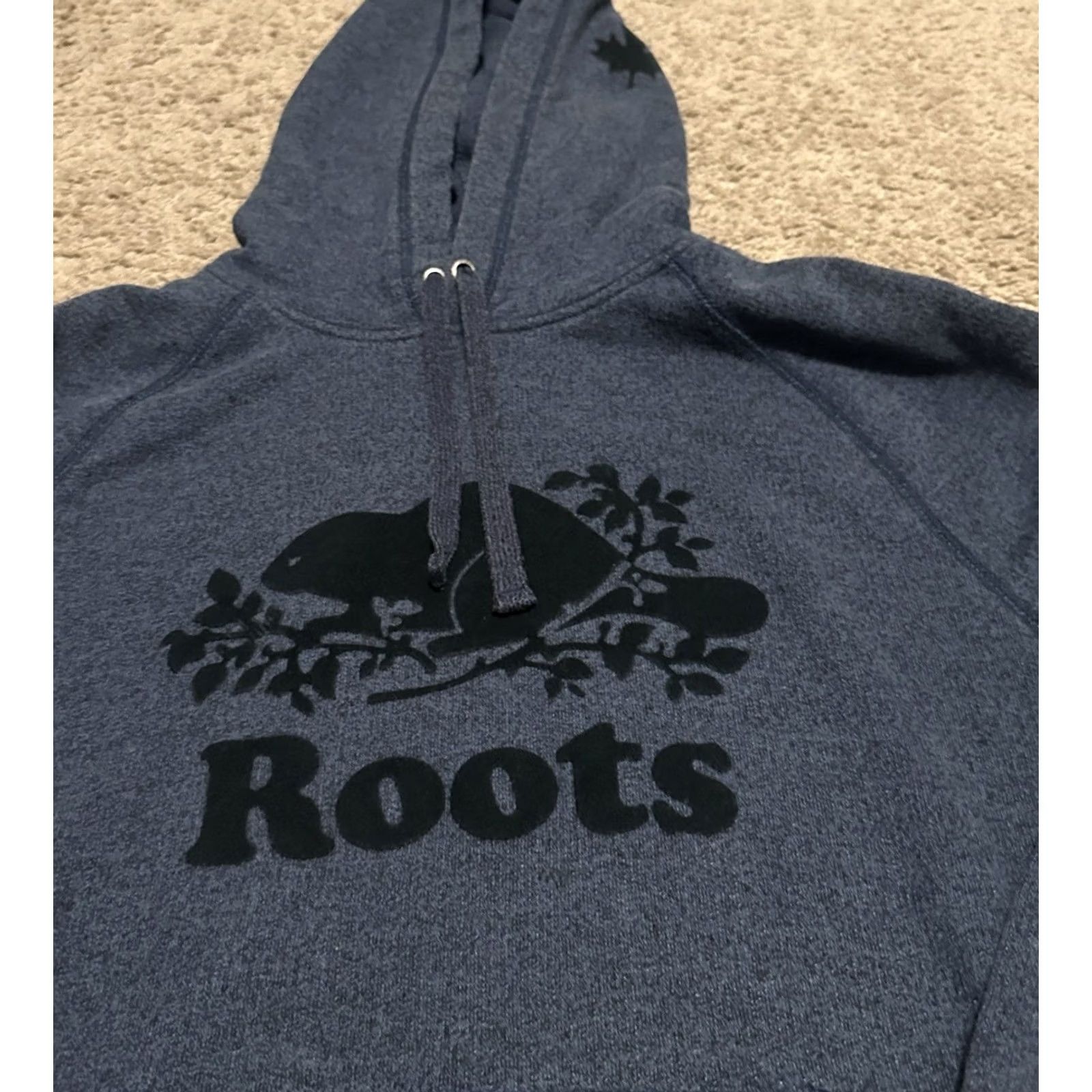 Roots Root Canada Hoodie Mens Large Athletic Graphic Print Beaver Logo Blue Pullover Hooded Sleeves Pockets Size US L / EU 52-54 / 3 - 3 Thumbnail
