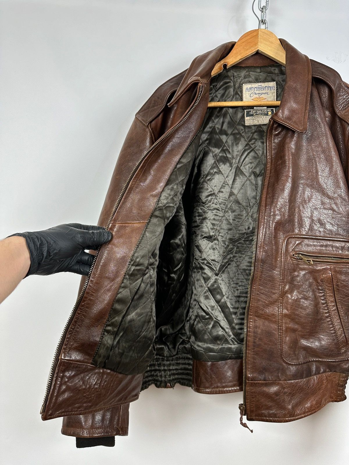 Chevignon Vintage Chevignon France A-2 Brown Heavy Leather Jacket Size US XL / EU 56 / 4 - 18 Thumbnail