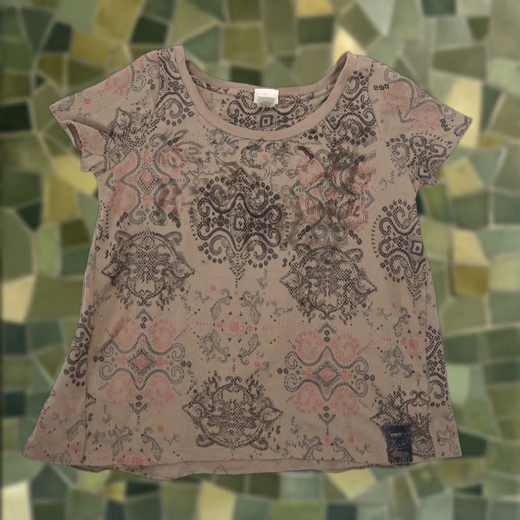 Diesel VINTAGE Diesel T-Shirt XS Bohemian Grunge Tattoo Swirl Short Sleeve Women TAUPE BROWN BLACK Floral 90s 2000s Size XS / US 0-2 / IT 36-38 - 1 Thumbnail