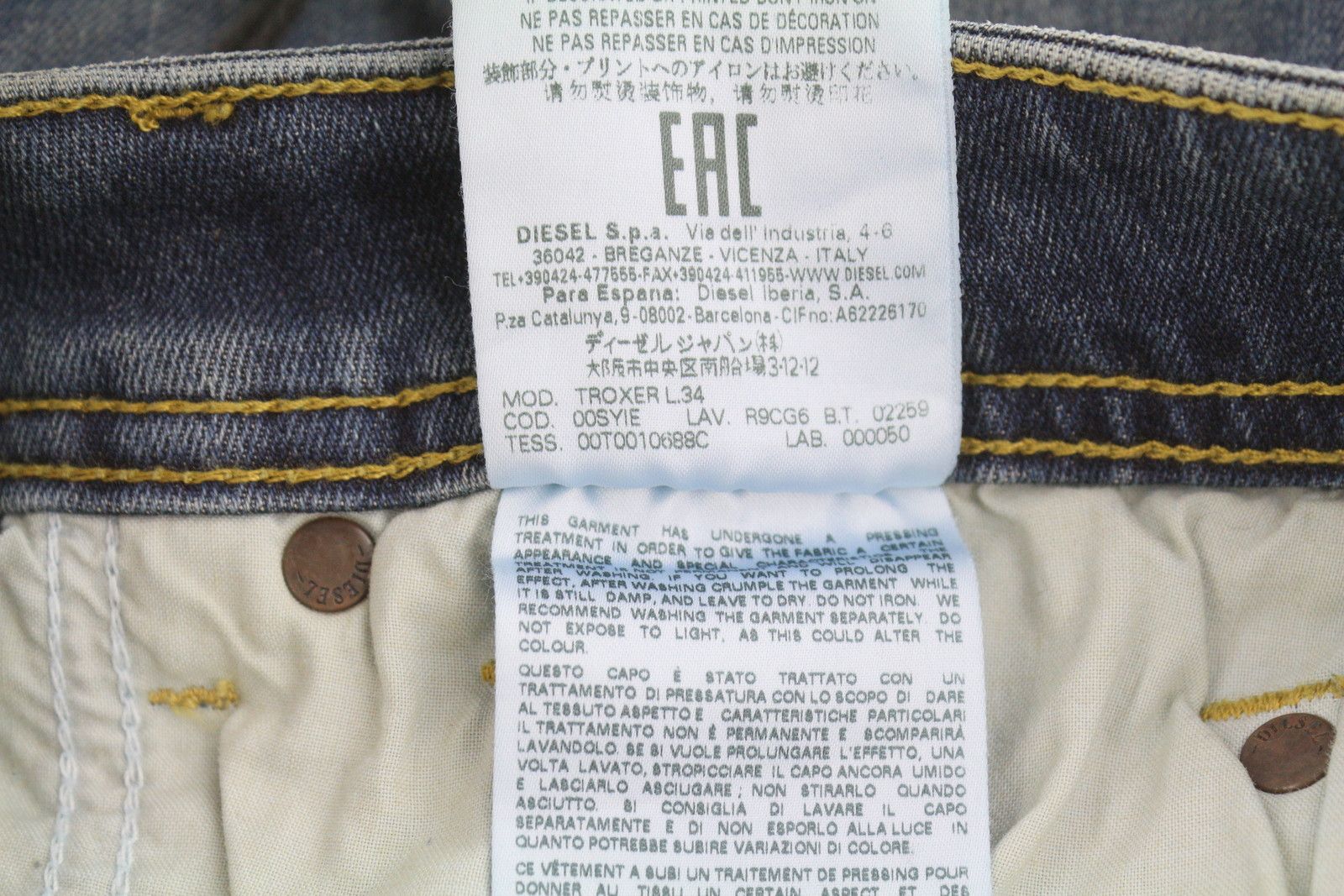 Diesel TROXER R9CG6 W28/L34 Blue Distress Slim Skinny Jeans 89141 Size US 28 / EU 44 - 10 Thumbnail