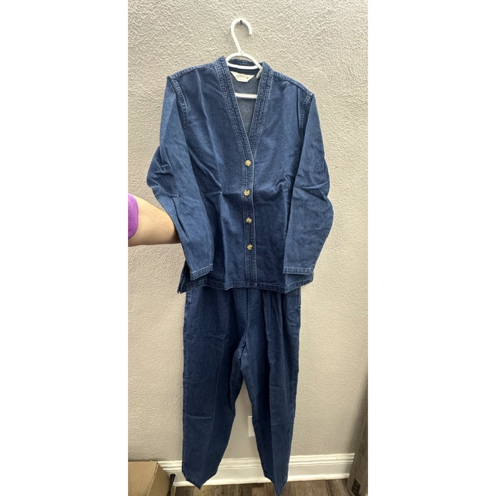 Orvis VINTAGE Orvis Womens Two Piee Set Size Petite Large Button-Down Coat and Pants Coton NWT Size 36" / US 14 / IT 50 - 2 Thumbnail