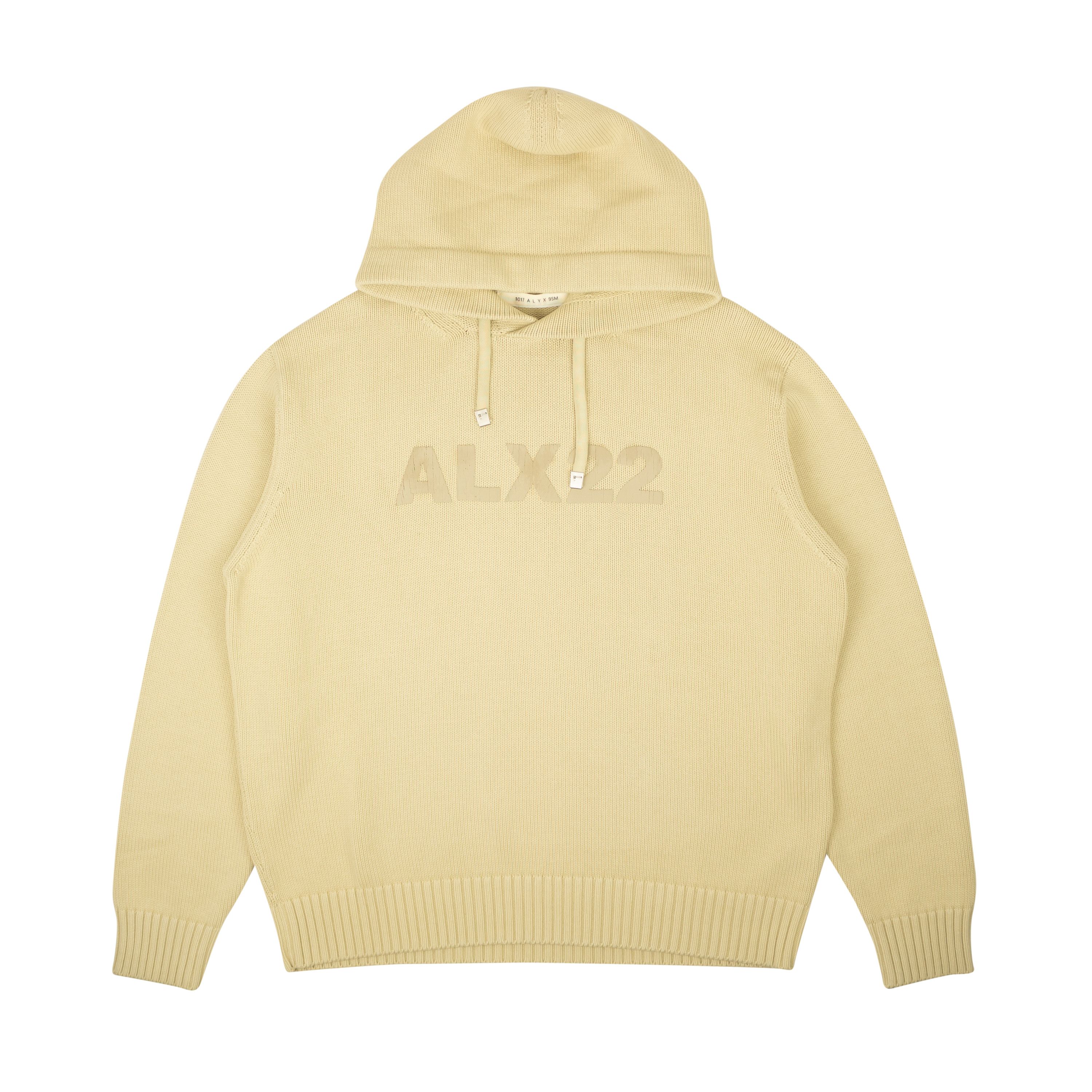 image of Alyx Beige Treated Logo Knit Hoodie Sweatshirt Size L, Men's
