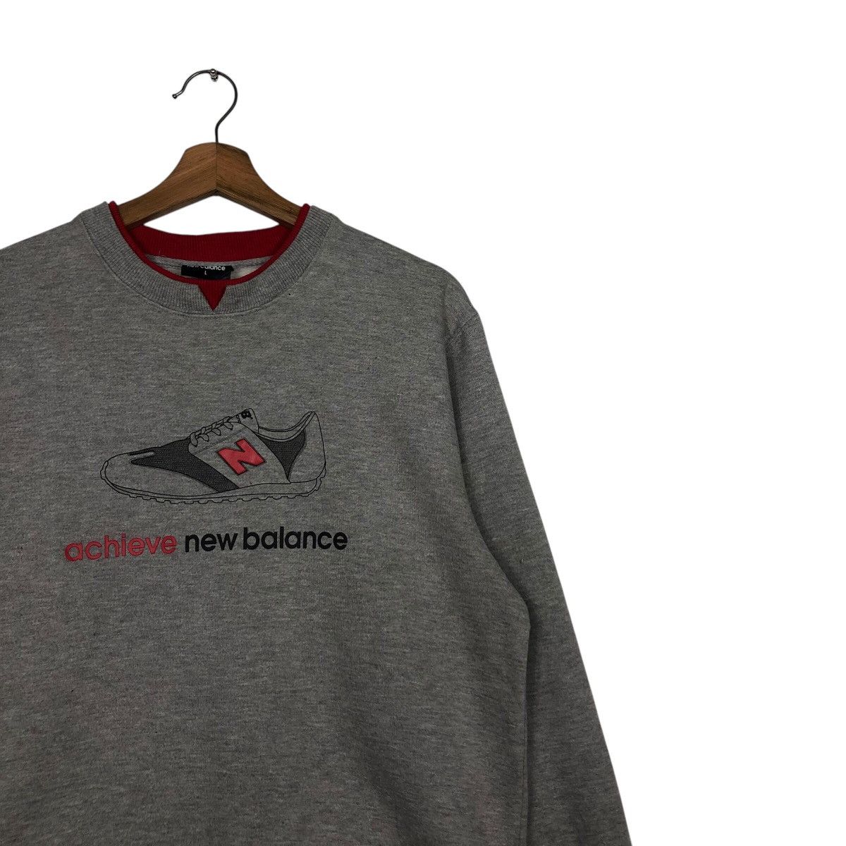 Japanese Brand 📌Vintage Sweatshirt Rich Grey New Balance Big Logo Size US L / EU 52-54 / 3 - 7 Thumbnail