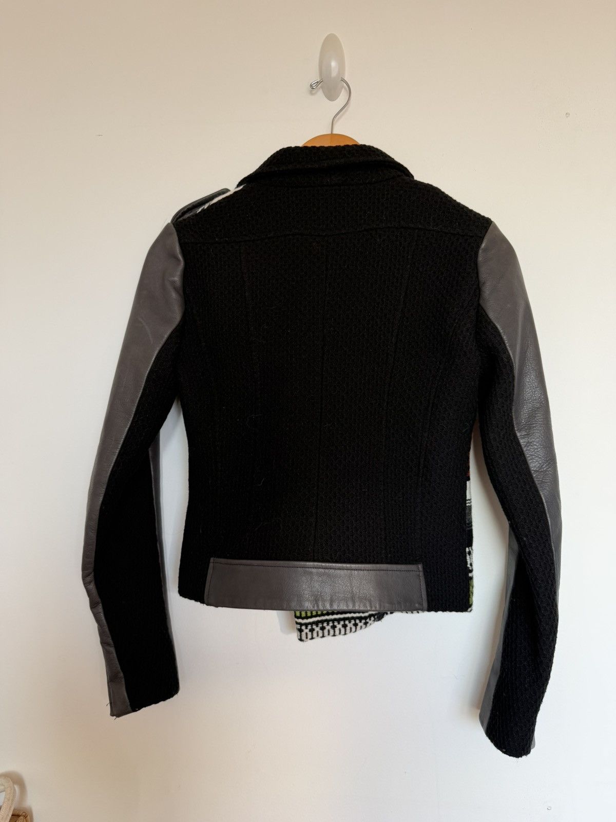 Maje Maje Paris Wool Blend Moto Jacket Leather Sleeve Knit Size 1 Size XS / US 0-2 / IT 36-38 - 2 Thumbnail