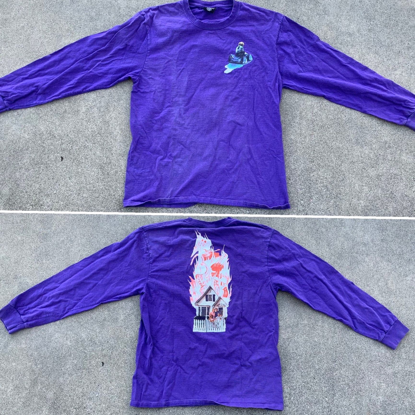 Vintage VINTAGE Hockey Shirt Mens L Purple Graphic Print Burnt House T-Shirt Long Sleeve FA Hockey Size US L / EU 52-54 / 3 - 6 Thumbnail